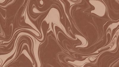 The image features a brown and white patterned wallpaper with a swirling design. The primary subject is the wallpaper, which is the main focus of the image. The setting is indoors, likely in a room with a wall that has been decorated with the patterned wallpaper. The visual style is a combination of a photo and a patterned design, creating a unique and eye-catching appearance. The colors and mood of the image are warm and inviting, with the brown and white colors complementing each other