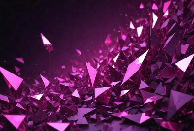 The primary subject of the image is a large number of pink triangles, which are the main objects in the scene. The setting is a dark background, which contrasts with the bright pink color of the triangles. The visual style of the image is a combination of digital art and illustration, creating a unique and eye-catching pattern. The dominant colors in the image are pink and purple, giving the scene a vibrant and lively atmosphere.