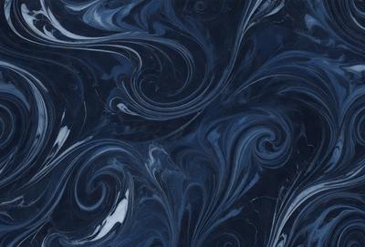 The primary subject of the image is a blue and white swirling pattern, which appears to be a design or a part of a larger pattern. The setting is a blue background, which complements the swirling pattern. The visual style of the image is a combination of a photo and a digital art, illustration, or drawing. The dominant colors are blue and white, creating a calm and soothing atmosphere.
