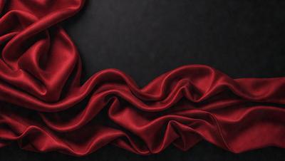 The primary subject of the image is a red fabric, possibly a curtain or a piece of clothing. The setting is a dark background, which contrasts with the red fabric. The visual style appears to be a close-up of the red fabric, showcasing its texture and details. The colors and mood of the image are predominantly dark and dramatic, with the red fabric serving as the focal point.