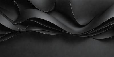 The primary subject of the image is a black leather material, which appears to be a piece of fabric or a leather-like surface. The setting is a dark background, which contrasts with the black leather material. The visual style of the image is a close-up of the leather material, showcasing its texture and details. The colors and mood of the image are predominantly dark, with the black leather material being the main focus.