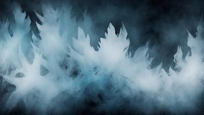 The primary subject of the image is a large, frosty tree with a blue background. The tree appears to be made of ice and has a snowy, icy texture. The visual style of the image is a combination of digital art and illustration, creating a unique and captivating scene. The colors and mood of the image are predominantly blue, giving it a cold and icy atmosphere.