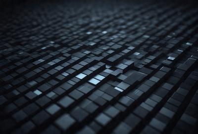 The primary subject of the image is a close-up of a black and white checkered pattern. The setting is a dark background, which contrasts with the pattern. The visual style is a black and white photo, giving it a classic and timeless appearance. The colors and mood are predominantly dark and moody, with the black and white checkered pattern creating a sense of depth and intrigue.