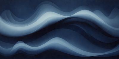 The primary subject of the image is a blue ocean with waves. The setting is a dark blue background, which creates a dramatic and moody atmosphere. The visual style is a digital art or illustration, as the waves are depicted in a detailed and artistic manner. The colors and mood of the image are predominantly dark and mysterious, with the blue ocean waves being the main focus of the scene.