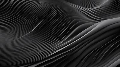 The primary subject of the image is a black and white photo of a large, curved surface. The setting is a black background, which contrasts with the curved surface. The visual style is a close-up of the curved surface, which appears to be a sculpture or a piece of art. The colors and mood of the image are predominantly black and white, giving it a dramatic and artistic feel.