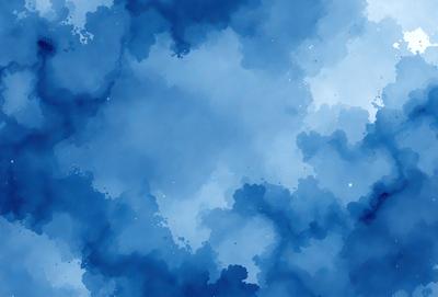The primary subject of the image is a blue cloudy sky. The setting is a cloudy blue sky with a few white clouds scattered throughout. The visual style is a digital art or illustration, as the clouds are depicted in a detailed and artistic manner. The colors and mood of the image are predominantly blue and cloudy, creating a serene and peaceful atmosphere.