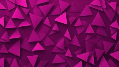 The primary subject of the image is a purple wall with a pattern of triangles. The setting is a room with a purple background, and the visual style is a combination of digital art and illustration. The dominant colors are purple and pink, creating a warm and inviting atmosphere.