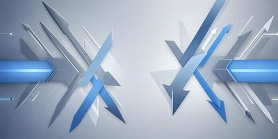 The primary subject of the image is a pair of blue and white triangles. The setting is a gray background, which provides a clean and minimalist appearance. The visual style is digital art, as the triangles are composed of geometric shapes and lines. The colors and mood of the image are predominantly blue and white, creating a sense of calmness and simplicity.