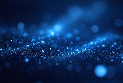 The primary subject of the image is a blue background with a pattern of blue lights. The setting appears to be a dark, starry night, with the blue lights creating a mesmerizing effect. The visual style of the image is a combination of a photo and digital art, as it captures the beauty of the night sky with the blue lights. The colors and mood of the image are predominantly blue, creating a serene and calming atmosphere.