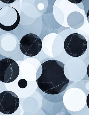 The primary subject of the image is a pattern of circles, which are arranged in a visually appealing manner. The setting is a black and white background, which adds a sense of depth and contrast to the image. The visual style is a combination of digital art and illustration, creating a unique and artistic representation of the circles. The dominant colors are black and white, which contribute to the overall mood of the image, giving it a classic and timeless feel.