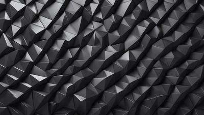 The primary subject of the image is a close-up of a gray, textured wall with a patterned design. The setting is a dark room, and the visual style appears to be a combination of a photo and digital art. The dominant colors are gray and black, creating a moody atmosphere.