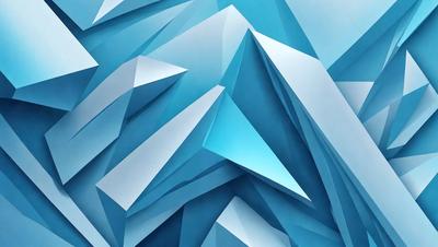 The primary subject of the image is a blue and white geometric pattern, which appears to be a digital art or illustration. The setting is a blue background, and the visual style is a combination of digital art and illustration. The dominant colors are blue and white, creating a calm and soothing atmosphere.