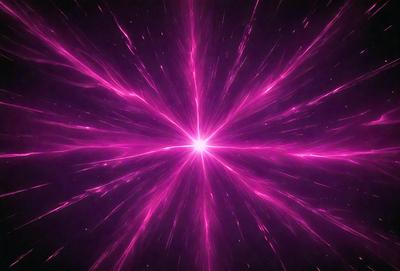 The primary subject of the image is a bright pink starburst, which is the main object, scene, or focus of the image. The setting or background is a dark, purple space, which contrasts with the bright pink starburst. The visual style of the image is a digital art or illustration, as it is a creative and artistic representation of the pink starburst. The colors and mood of the image are predominantly pink and vibrant, creating a sense of energy and