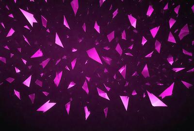The primary subject of the image is a purple background with a pattern of triangles. The setting is a dark room, and the visual style appears to be a digital art or illustration. The dominant colors are purple and pink, creating a calm and soothing atmosphere.