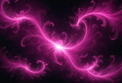 The primary subject of the image is a pink and purple floral pattern. The setting is a dark background, which contrasts with the vibrant colors of the floral pattern. The visual style is a combination of digital art and illustration, creating a unique and eye-catching design. The dominant colors are pink and purple, giving the image a warm and inviting atmosphere.