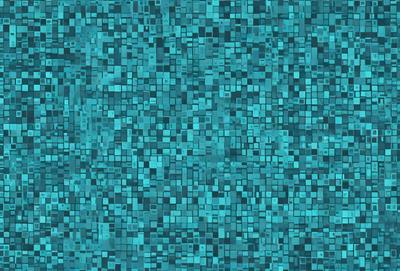 The primary subject of the image is a blue, pixelated background. The setting is a blue ocean, and the visual style is a digital art or illustration. The colors and mood of the image are predominantly blue, creating a calm and serene atmosphere.