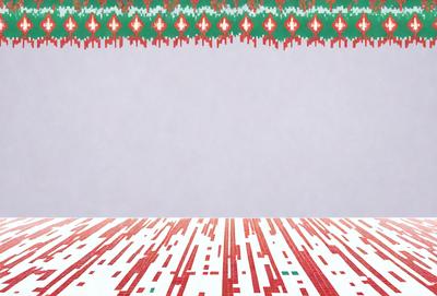 The primary subject of the image is a large, colorful, and intricate pattern. The pattern is displayed on a white surface, which serves as the setting or background. The visual style of the image is a combination of digital art and illustration, creating a vibrant and dynamic appearance. The colors and mood of the image are lively and energetic, with a strong focus on the pattern and its striking design.