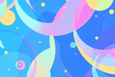 The primary subject of the image is a colorful, abstract design featuring a mix of blue, pink, yellow, and orange colors. The setting is a blue background, which complements the vibrant colors of the design. The visual style is a combination of digital art and illustration, creating a unique and eye-catching pattern. The overall atmosphere is lively and energetic, with the bright colors and intricate patterns evoking a sense of movement and dynamism.
