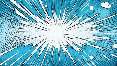The primary subject of the image is a bright, white, and blue explosion. The setting is a blue background, which adds to the overall visual style. The image is a digital art or illustration, showcasing the artist's creativity and skill in capturing the dynamic nature of the explosion. The colors and mood of the image are energetic and vibrant, with the white and blue hues creating a sense of movement and excitement.