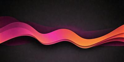 The primary subject of the image is a colorful, curved design that resembles a wave. The setting is a dark background, which contrasts with the vibrant colors of the wave. The visual style is a combination of digital art and illustration, creating a unique and eye-catching design. The dominant colors are pink, orange, and yellow, giving the image a warm and lively atmosphere.