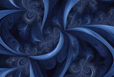 The primary subject of the image is a blue and white swirling pattern, which appears to be a digital art or illustration. The setting is a dark blue background, creating a contrasting effect with the swirling pattern. The visual style suggests that the image is a creative and artistic representation of a swirling design. The dominant colors are blue and white, giving the image a calm and soothing atmosphere.