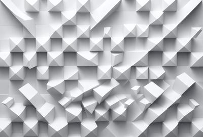 The primary subject of the image is a large, white, geometric pattern. The pattern is composed of many small, white triangles arranged in a complex, interconnected manner. The setting is a white wall, which serves as the background for the intricate pattern. The visual style of the image is a combination of digital art and illustration, as the triangles are carefully crafted and arranged to create a visually striking and unique design. The colors and mood of the image are predominantly white, giving it a clean, minimalist