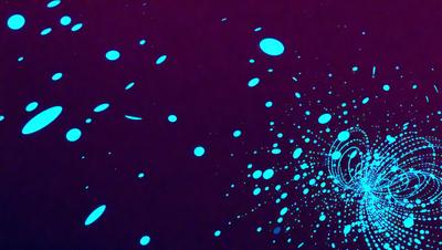 The primary subject of the image is a purple background with blue dots. The setting is a dark room, and the visual style appears to be a digital art or illustration. The dominant colors are purple and blue, creating a moody and atmospheric scene.
