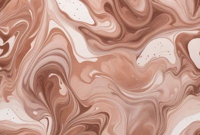 The primary subject of the image is a close-up of a brown and white marbled pattern. The setting is a wall, and the visual style appears to be a combination of a photo and digital art. The dominant colors are brown and white, creating a warm and earthy atmosphere.