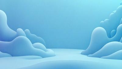 The primary subject of the image is a snowy landscape with a blue sky in the background. The setting appears to be a winter scene with a mountainous area. The visual style of the image is a digital art or illustration, giving it a unique and artistic appearance. The dominant colors in the image are blue and white, creating a serene and cold atmosphere.
