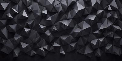 The primary subject of the image is a large, intricate pattern made up of many small triangles. The pattern is displayed on a black background, giving it a striking and modern appearance. The visual style of the image is a combination of digital art and illustration, creating a unique and eye-catching design. The colors and mood of the image are predominantly black and white, with the small triangles adding a touch of contrast and visual interest.