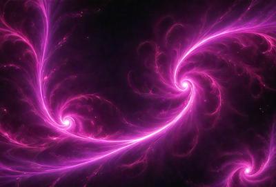 The primary subject of the image is a pink spiral pattern, which is the main object, scene, or focus of the image. The setting or background is a dark, purple-pink space, which adds to the overall atmosphere. The visual style of the image is a combination of photo and digital art, creating a unique and eye-catching pattern. The colors and mood of the image are predominantly pink and purple, giving it a vibrant and lively appearance.