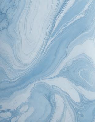 The primary subject of the image is a blue and white swirling pattern, which appears to be a painting or a digital artwork. The setting is a blue background, and the visual style is a combination of photo and digital art. The dominant colors are blue and white, creating a calming and serene atmosphere.