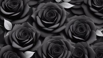 The primary subject of the image is a close-up of a black rose. The setting is a black and white background, which gives the image a classic and timeless feel. The visual style is a combination of a photo and a drawing, creating a unique and artistic representation of the rose. The dominant colors are black and white, with the black rose being the focal point of the image. The overall atmosphere is elegant and sophisticated.
