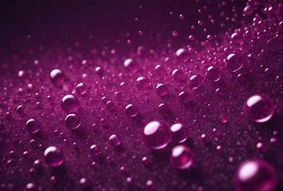 The primary subject of the image is a purple background with a pattern of water droplets. The setting is a dark purple surface, and the visual style appears to be a digital art or illustration. The dominant colors are purple and pink, creating a moody and atmospheric scene.