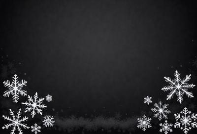 The primary subject of the image is a black background with white snowflakes scattered across it. The setting is a dark background, which contrasts with the white snowflakes. The visual style is a digital art or illustration, as the snowflakes are drawn or created to fill the space. The colors and mood are predominantly black and white, with the white snowflakes adding a touch of brightness and elegance to the overall atmosphere.
