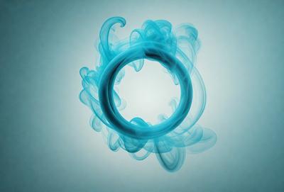 The primary subject of the image is a blue circle, which appears to be a blue ring or a blue circle with a white background. The setting is a white background, and the visual style is a digital art or illustration. The dominant colors are blue and white, creating a calm and serene atmosphere.