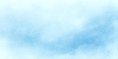 The primary subject of the image is a cloudy blue sky. The setting is a vast expanse of the sky, with no visible land or other objects. The visual style is a watercolor painting, giving the scene a soft and dreamy atmosphere. The dominant colors are blue and white, with the blue sky creating a serene and peaceful mood.