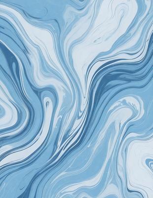 The primary subject of the image is a blue and white swirling pattern, which appears to be a digital art or illustration. The setting is a blue background, and the visual style is a combination of digital art and illustration. The dominant colors are blue and white, creating a calm and soothing atmosphere.