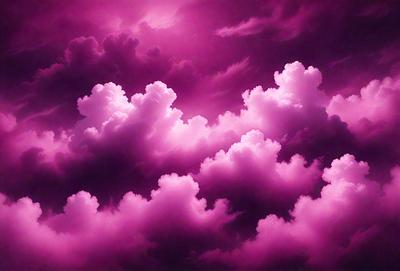 The primary subject of the image is a purple cloudy sky with pink clouds. The setting is a dark, cloudy sky, and the visual style is a digital art or illustration. The dominant colors are purple and pink, creating a moody and dramatic atmosphere.