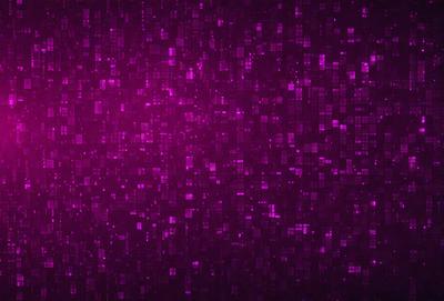 The primary subject of the image is a purple background with a pattern of pink and purple dots. The setting is a dark room, and the visual style appears to be a digital art or illustration. The dominant colors and overall atmosphere are a mix of purple and pink, creating a vibrant and lively mood.