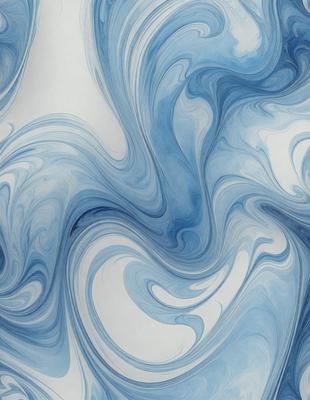 The primary subject of the image is a blue and white swirling pattern, which appears to be a digital art or illustration. The setting is a white surface, possibly a wall or a piece of paper, on which the swirling pattern is displayed. The visual style suggests that the image is a creative and artistic representation of the swirling pattern. The dominant colors in the image are blue and white, creating a sense of calmness and tranquility.
