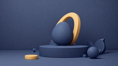 The primary subject of the image is a blue sphere, which is the main object in the scene. The setting is a blue background, and the visual style appears to be a digital art or illustration. The colors and mood of the image are predominantly blue, creating a calm and serene atmosphere.