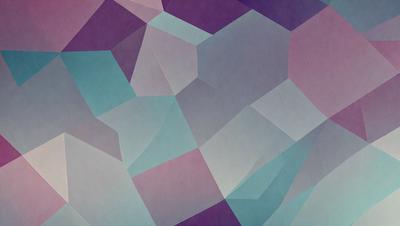 The primary subject of the image is a geometric pattern, featuring a mix of blue, purple, and pink colors. The setting is a wall, and the visual style appears to be a digital art or illustration. The dominant colors and overall atmosphere suggest a sense of harmony and balance.