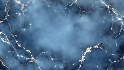 The primary subject of the image is a blue marble wall with a gold pattern. The setting is a room with a blue marble wall, and the visual style is a photo. The dominant colors are blue and gold, creating a calm and sophisticated atmosphere.