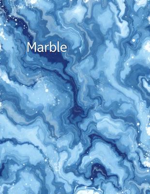 The primary subject of the image is a blue marble pattern. The setting is a blue background, and the visual style appears to be a digital art or illustration. The dominant colors are blue and white, creating a calm and serene atmosphere.