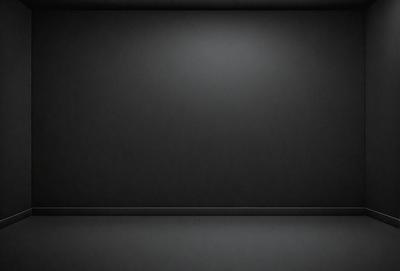 The primary subject of the image is a black background with a white square. The setting is a dark room, and the visual style is a simple, clean design. The colors and mood are predominantly dark and moody, with the black background and white square creating a stark contrast.