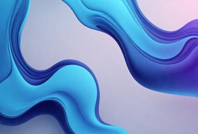 The primary subject of the image is a blue wave, which is the main object, scene, or focus of the image. The setting is a white wall, and the visual style is digital art. The dominant colors are blue and white, creating a calm and serene atmosphere.