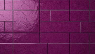 The primary subject of the image is a purple brick wall. The setting is a room with a purple brick wall, and the visual style is a photo. The dominant colors in the image are purple and pink, creating a warm and inviting atmosphere.