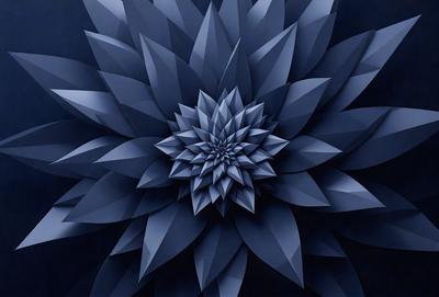The primary subject of the image is a blue and white flower, which is the main object, scene, or focus of the image. The setting or background is a blue sky, and the visual style appears to be a digital art or illustration. The dominant colors in the image are blue and white, creating a calm and serene atmosphere.