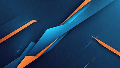 The primary subject of the image is a blue and orange abstract art piece. The setting is a blue background, and the visual style appears to be a digital art or illustration. The dominant colors are blue and orange, creating a vibrant and energetic atmosphere.